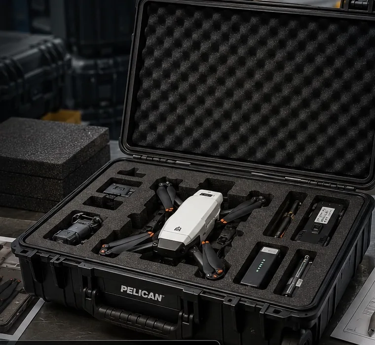 無人機 Pelican 客製任務箱與 CNC 泡棉配置
